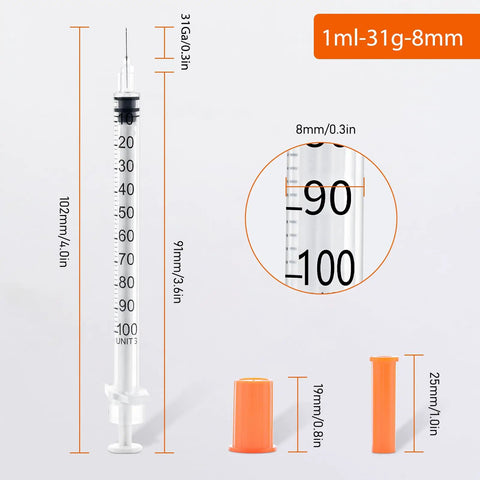Dead On Accurate 31 Gauge 1cc Insulin Syringe With Sharp 5/16 Inch Needles Smooth Gliding Plunger U 100 Precision Dosing.