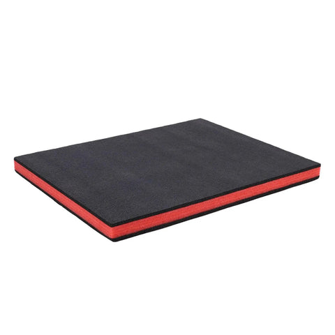 Cuttable Polyethylene Tool Box Shadow Sheet with customizable foam padding, 19.7 x 15.8 x 1.4 inches, black and red colors