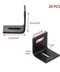 20 Pack Heavy Duty L Clip Braces For Wood Tables And Cabinets Solid As A Rock Cast Iron Corner Connectors side view with dimensions