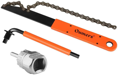 Bike Cassette Removal Tool Set With Chain Whip And Auxiliary Wrench For Freewheel And Sprocket Removal, Lock Ring Extractor