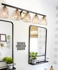 36 Inch Farmhouse Vanity Light Over Mirror Brown Finish 5 Light Wall Fixture For Bathroom That Brightens Up Your Space Modern Yet Rustic Look That Brings Warm Glow And Style To Bathroom Decor For Real.