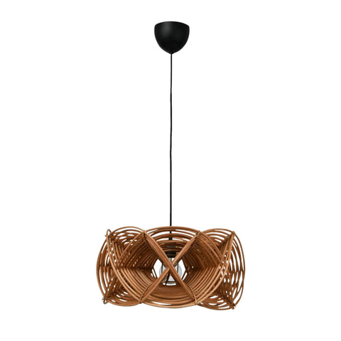 Boho Rattan Pendant Light With 8 Foot Cord Handwoven Shade 60W Max Hardwired Only Natural Woven Ceiling Fixture For Living Room Bedroom Or Kitchen Island Warm Ambient Glow