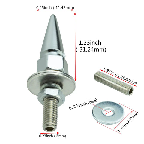 Spike Shape License Plate Screws Kit With Anti Theft Fasteners Bolts Aluminum Alloy 4 Piece Set dimensions and components
