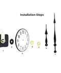 Beefy High Torque Clock Movement Kit With Long Shaft And 12 Inch Spade Hands installation components layout