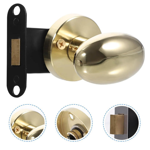 Sleek Concealed Door Handle Featuring Smooth As Butter Swing Dead Nuts Secure Integrated Deadbolt Lock Brushed Stainless Steel Finish For Bedroom Use showing gold finish and backplate.