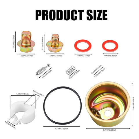 GX120 GX160 GX200 Carburetor Rebuild Kit With Chamber Float Bowl Gasket Needle Valve Spring Pin Screws And Washers Replacement Kit Built With Pro Grade Durable Aluminum Stainless Steel And Rubber Parts For Easy No Fuss Plug And Play Tuning. product size diagram