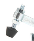 Beefy Heavy Duty Vertical Toggle Clamp With Quick Release For Welding And Equipment Setup, showing metal frame and screw detail.