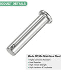 4 Pack Single Hole Clevis Pins M10 X 55mm Stainless Steel Flat Head For Mechanical Linkage Trucks Lawn Mowers And Rigging Reusable Quick Pin With Durable Corrosion Resistant Hardware, 304 steel