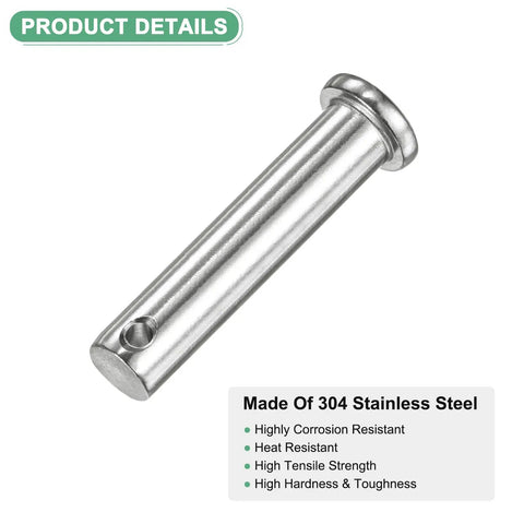 4 Pack Single Hole Clevis Pins M10 X 55mm Stainless Steel Flat Head For Mechanical Linkage Trucks Lawn Mowers And Rigging Reusable Quick Pin With Durable Corrosion Resistant Hardware, 304 steel