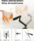 Single Monitor Mount For Up To 32 Inch Screens With Mechanical Spring Arm VESA 75x75 Or 100x100 Space Saving Computer Monitor Stand Model A5 Black 2026 Upgrade No Gas Sag Secure And Solid, showing adjustable positions and rotation angles.