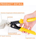 Platato 3-inch hand seamer for sheet metal; nickel-plated jaws and ergonomic yellow grips