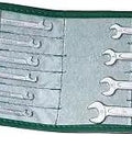 Electric Small Double Open End Wrench Set 13 Piece In Roll Up Case With 15 Degree And 75 Degree Jaw Positions Chrome Alloy Steel