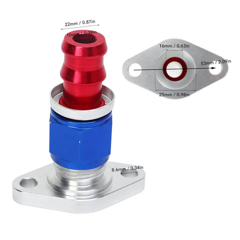 Heavy Duty Turbo Oil Drain Flange Kit Made From High Strength Steel For T3 T4 GT Series With Gasket And Screws To Stop Ooil Leaks And Boost Engine Performance For Your Car, sized 53mm