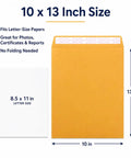 Diagram showing 10x13 Inch Kraft Mailing Envelopes With Gummed Seal Closure 28lb Heavyweight Manila Catalog Envelopes