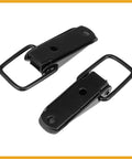 Black metal Universal Car Bumper Security Hook Clips Quick Release Lock Set, 80x28mm, 2 pack, for trunk bumpers and fenders.