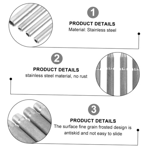 Close-up of Pro Grade 4-Piece Pin Punch Set for Watch and Jewelry Repair, highlighting durable stainless steel with anti-skid design.