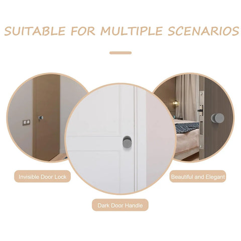 Heavy Duty Single Cylinder Deadbolt Lock With Slick Compact Ball Knob For Bedroom Doors showcasing various door scenarios.