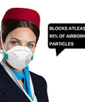 Person wearing N95 Respirator Mask 30 Pack NIOSH Certified Disposable 5 Ply Breathable Face Masks With 95% Filtration