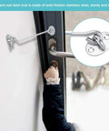 Lecheer 3PCS 10in Cabin Privacy Hook Eye Latch Lock Stainless Steel Solid Gate Hooks Hasp for Window, installed on a door.