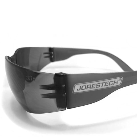 Side view of ANSI Z87 Plus Safety Glasses with impact-resistant polycarbonate lenses and anti-scratch coating, 12 pack.