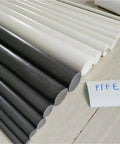 PTFE Solid Bar With Graphite Filler For Smooth Sliding 10 To 50 Mm Diameter 50 Cm Length White Or Black Non Toxic Eco Friendly PTFE