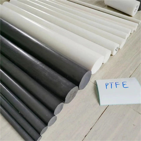 PTFE Solid Bar With Graphite Filler For Smooth Sliding 10 To 50 Mm Diameter 50 Cm Length White Or Black Non Toxic Eco Friendly PTFE