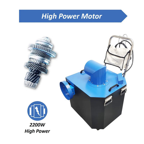 Straight-Up Heavy-Duty Air Duct Dust Collector, 2200W Commercial HVAC Vacuum showing high power motor and dust collection design.