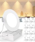 Ultra Thin 4 Inch LED Recessed Ceiling Lights 12 Pack Dimmable No Fuss Canless Downlights With Junction Box in kitchen