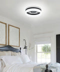 Dope Modern LED Semi Flush Mount Ceiling Light With Black Ring Vintage Modern Eleven Point Eight Inch Ring 18W Daylight 6000K in bedroom