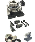 4 Inch Milling Indexing Rotary Table Kit With Tailstock, M6 Clamp Set, 65mm Self Centering 3 Jaw Chuck And Round Vise image