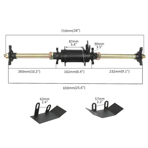 28 Inch Rear Axle Kit For Go Kart ATV Quad 110cc 125cc 150cc With 3 Stud Hub 710mm Length Fits 3 Bolt Wheels Sprocket And Brake Rotor