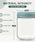 Image of Six Pack 16 Oz Glass Jars With Airtight Lids For Overnight Oats, Snacks And Meal Prep, Wide Mouth Mason Style Jars With Dimensions