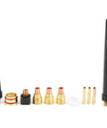 Pro Grade Glass Nozzle Kit For WP9 20 Argon Welding Torch, Glass Nozzles And Brass Accessories, includes components on white