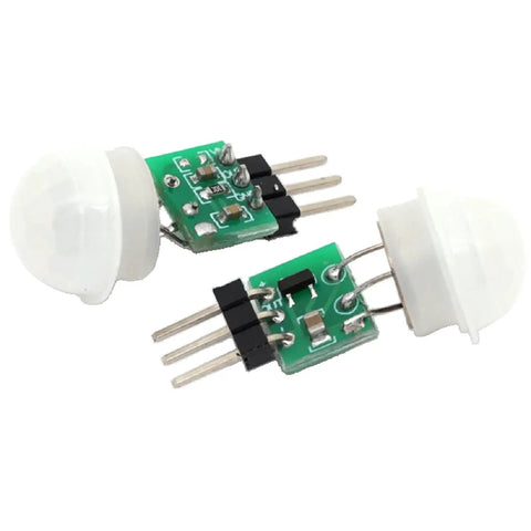 PIR Motion Sensor Module With Wide 2.7V To 12V DC Range, Mini Pyroelectric Infrared Human Detection Switch Built For Smart DIY Projects, Energy Efficient, Easy Wire, Plug And Play For Home Automation, green PCB with 3-pin header and white dome