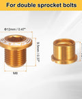 Five Pack M8 Aluminum Alloy Chainring Bolts For Road And Mountain Bikes showing double sprocket bolts with dimensions