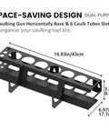 Dimensions of Heavy Duty Spray Paint Organizer Wall Mount Rack For Aerosol Cans And Sealing Pipes displayed
