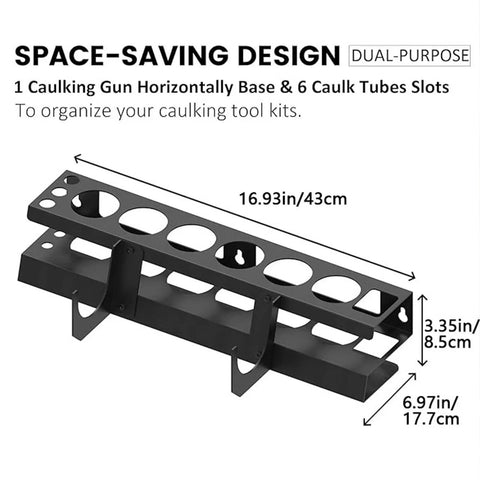 Dimensions of Heavy Duty Spray Paint Organizer Wall Mount Rack For Aerosol Cans And Sealing Pipes displayed