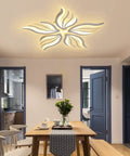 Modern Flower Shaped Dimmable Led Ceiling Light Fixture With Remote Control Acrylic Flush Mount Chandelier in dining room