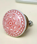 100 Piece Red Ceramic Cabinet Knobs For Kitchen Drawers And Dressers Flat Round Drawer Handles With Durable Rust Proof Finish Easy Install Top Shelf Furniture Pulls Worth The Hype - Decorative red floral pattern knob