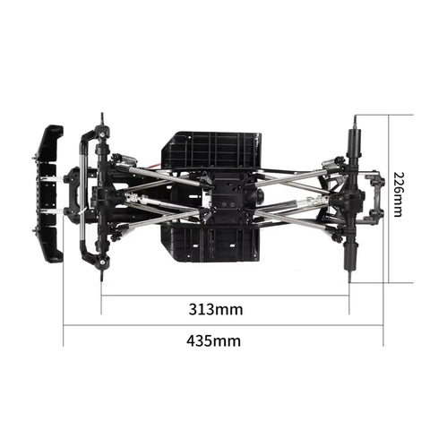 Beefed Up 313mm Wheelbase RC Crawler Chassis Frame Built From Reinforced Nylon And Metal For 1/10 Scale Rigs, Heat Resistant