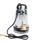 Heavy Duty Workhorse Drainage Sump Pump With Solid Stainless Steel Body And No Sweat Operation For Agricultural Garden Basement And Farm Flooding Featuring Rock Solid 26 Foot Lift And Smooth 180 Watt Kick - close-up view of pump with stainless steel body.