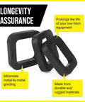2 Inch Hitch Silencer Pads Pack Of 3 For Noise And Rattle Reduction with durability and longevity features highlighted