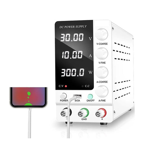 Variable Lab DC Power Supply 32V 10A Regulated Switching Bench Power Source with 4 Digit LED Display and controls
