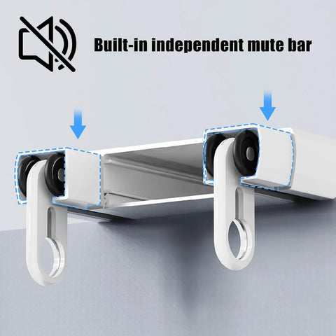 Close-up of Heavy Duty Double Track Curtain Rail Kit 2.5ft Silent Ceiling Track System showing built-in mute bar feature.