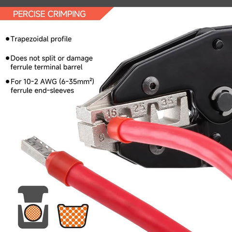 Pro-Grade Ratcheting Crimping Tool for Sleeves Ferrule Ends and Pin Terminals, heavy-duty wire crimper with precision die