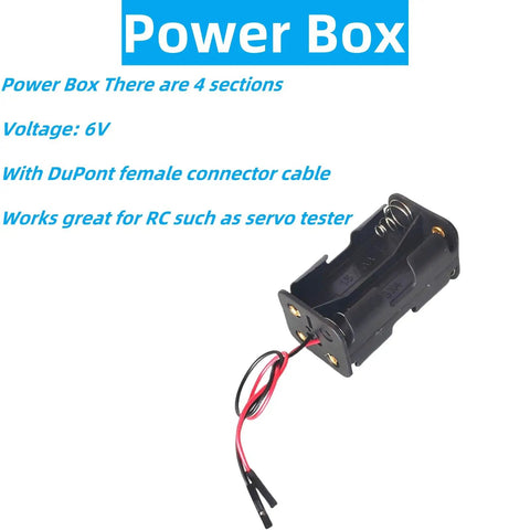 6V power box with DuPont cable, part of Must-Have Servo Motor Tester Kit For Micro Servos And SG90 9g With Plug And Play RC Servo Tester.