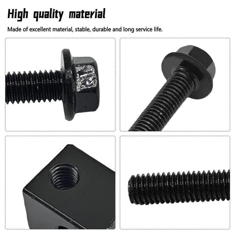 Premium Alternator Belt Tensioner Pulley Adjuster Kit heavy-duty black steel bolts with threaded design for Hyundai Elantra and Kia Rio.