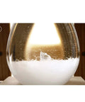 Close-up of Storm Glass Weather Predictor with Wood Base Modern Weather Station Crystal Glass Bottle for Home or Office Decor