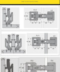 Diagram of 175 Degree Frameless Cabinet Hinges With Soft Close, Hydraulic Adjustable Mount for American Style Cabinets