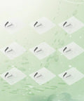 Heavy Duty Plastic Utility Hooks With Rock Solid Self Adhesive Backing For Damage Free Wall Mounting Reusable Bathroom Hangers Waterproof And Oil Proof 50 Pack displayed in a set of nine on a green background.
